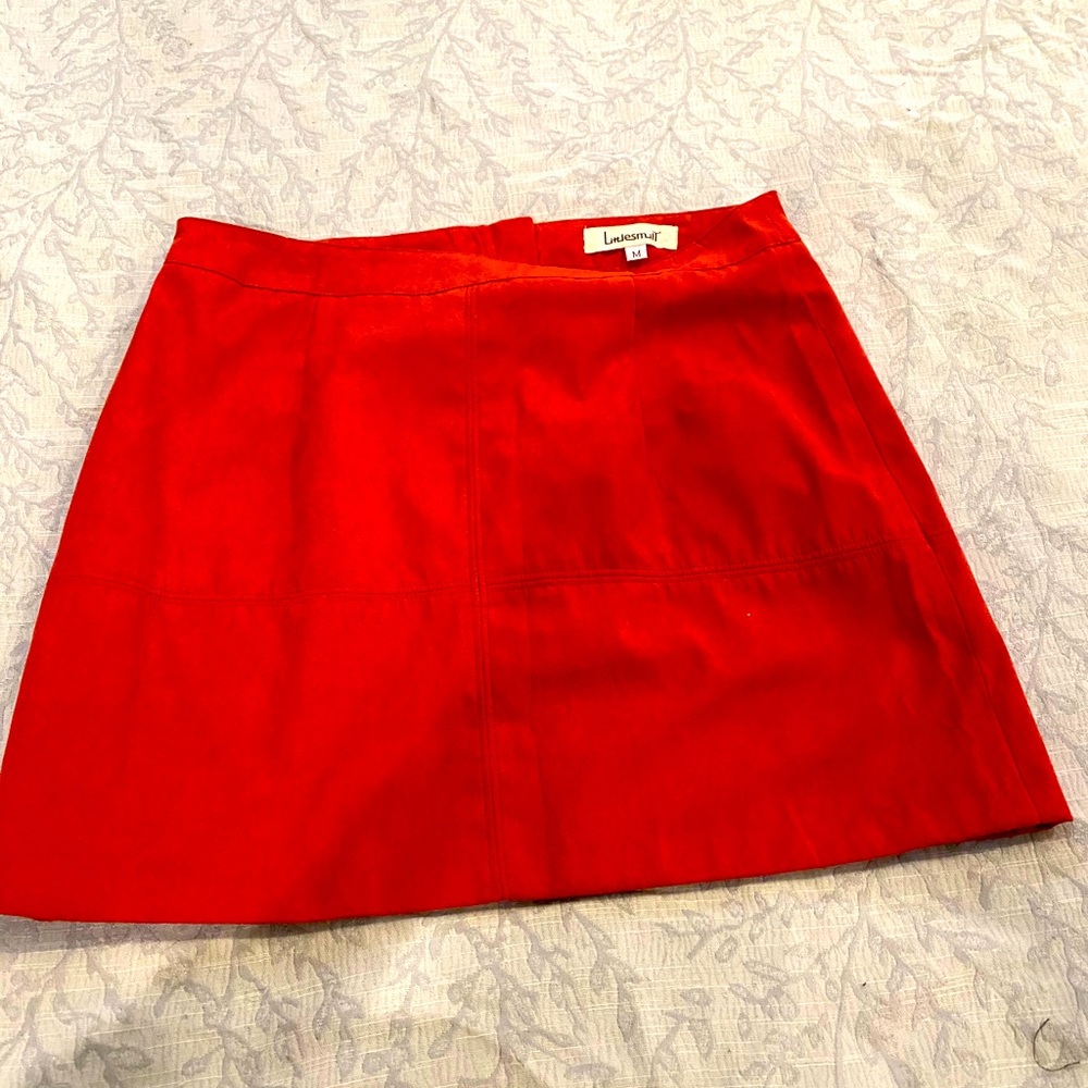 Suede red medium a-line skirt